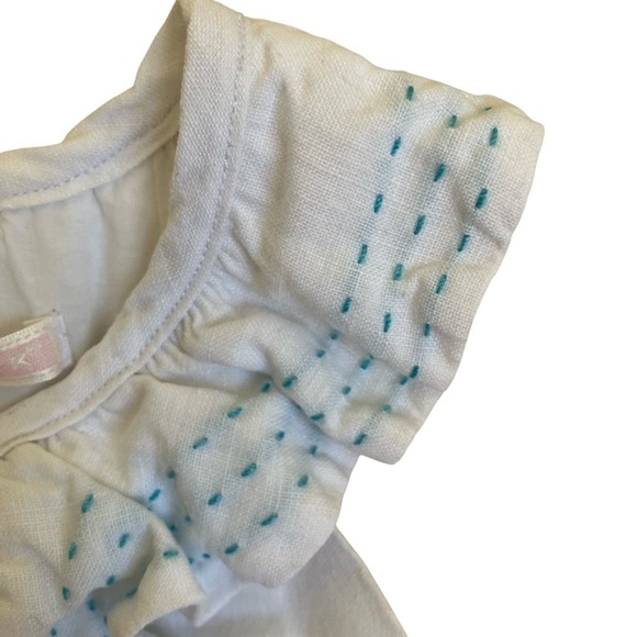 Janie And Jack 100% Linen Pickstitched Ruffled Dress White Party Summer 6-12 mo - Picture 6 of 15